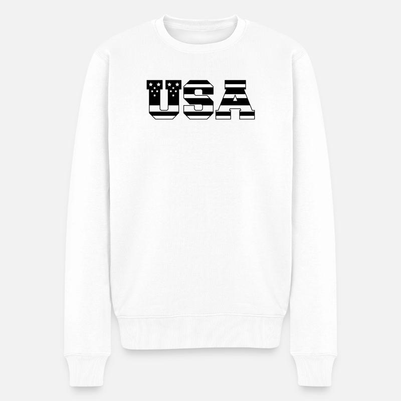 États-Unis Amérique - Pull Premium bio Homme - blanc