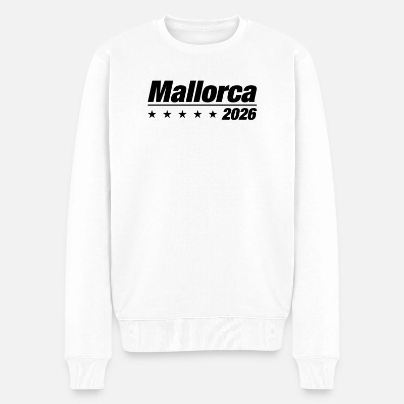 Mallorca 2026 Malle Urlaub - Männer Premium Bio Pullover - Weiß