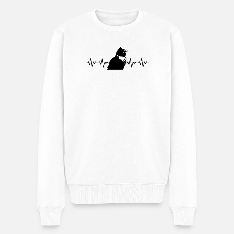 Ragdoll Katze EKG Herzschlag - Männer Premium Bio Pullover - Weiß