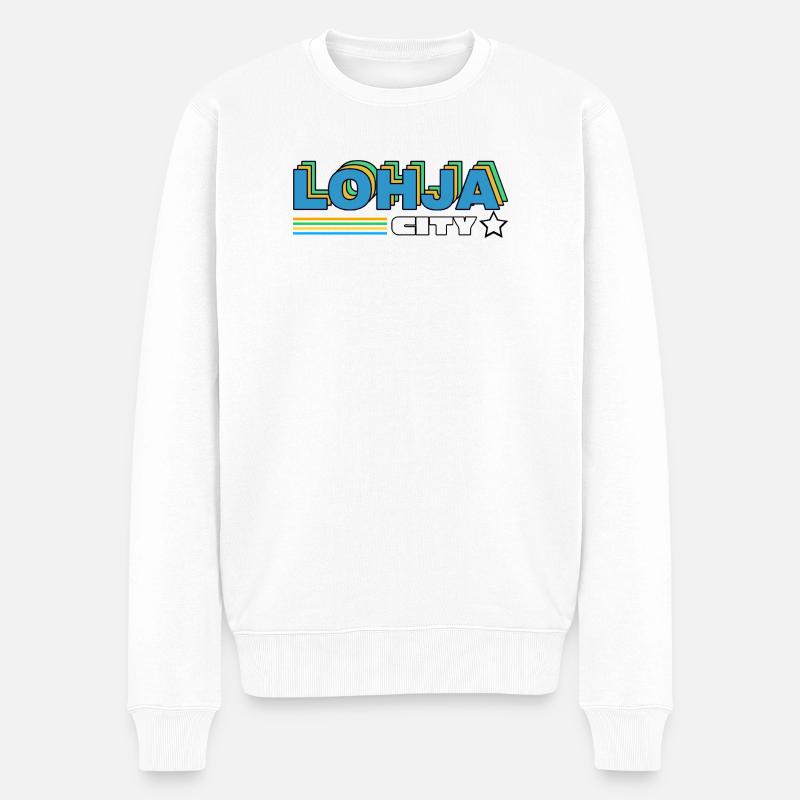 Lohja City Retro Neon - Männer Premium Bio Pullover - Weiß