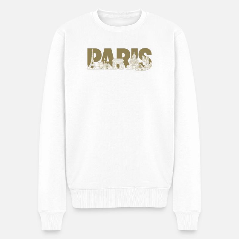 Paris Frankreich Eiffelturm Triumphbogen  - Männer Premium Bio Pullover - Weiß