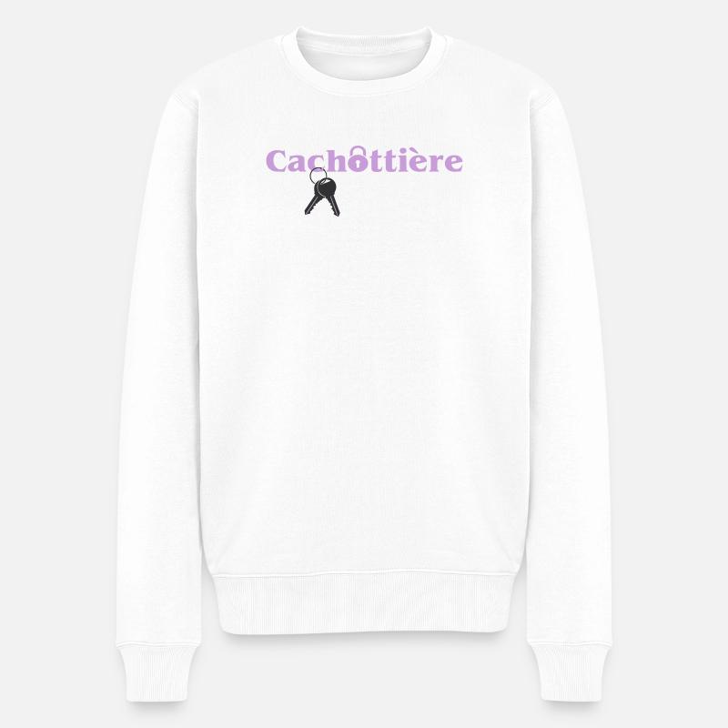 Cachottière Clés et Mystère - Pull Premium bio Homme - blanc