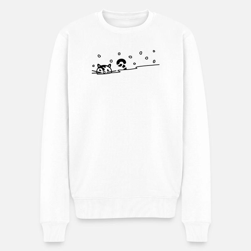 Chat mignon dans la neige - Pull Premium bio Homme - blanc