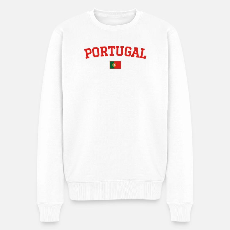 Portugal Flagge Design Rot - Männer Premium Bio Pullover - Weiß