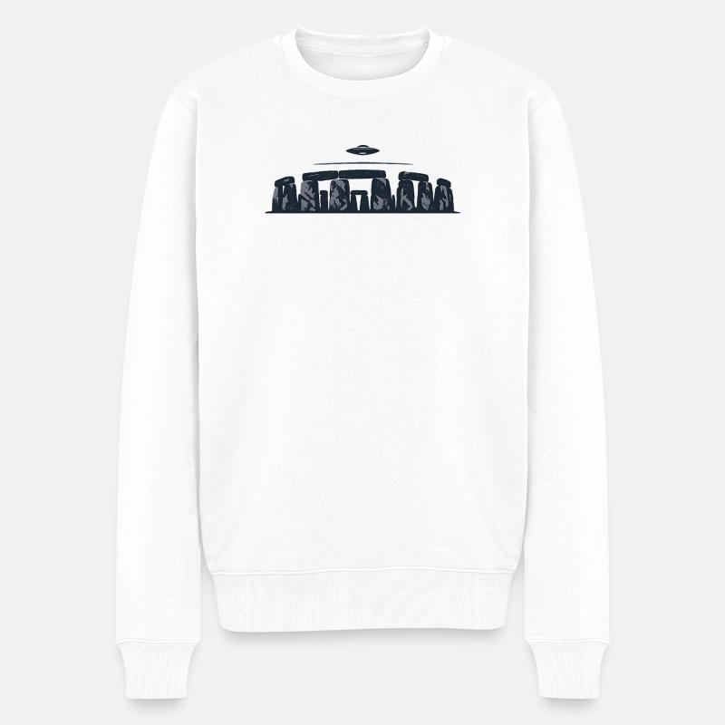 UFO-Steinkreis - Männer Premium Bio Pullover - Weiß