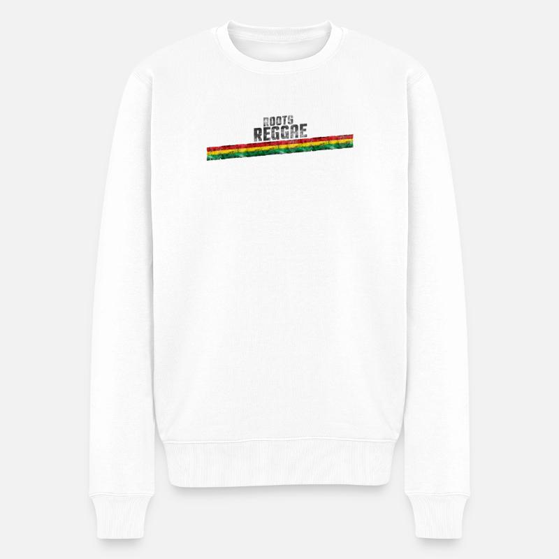 Roots Reggae Farbverlauf Design - Männer Premium Bio Pullover - Weiß