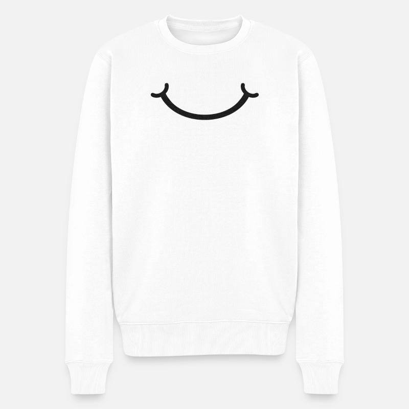 Lächeln - Männer Premium Bio Pullover - Weiß