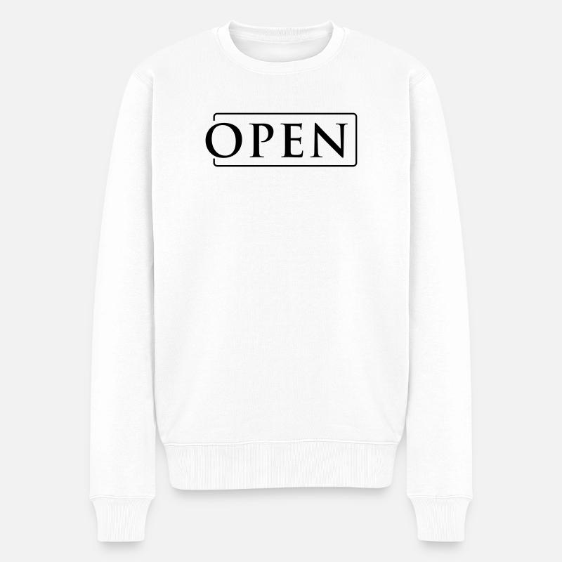 OPEN in Rahmen - Männer Premium Bio Pullover - Weiß