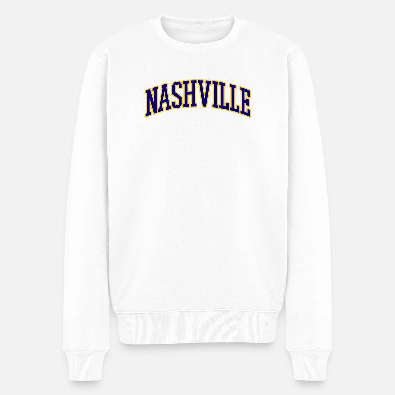 Nashville College Stil Logo - Männer Premium Bio Pullover - Weiß