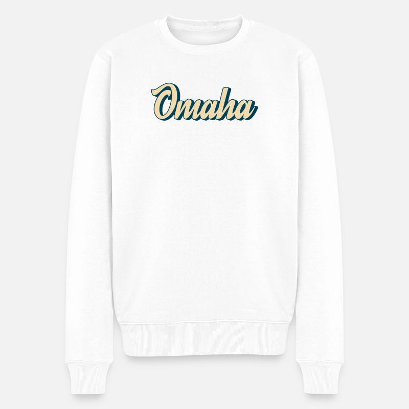 Omaha Script Rétro - Pull Premium bio Homme - blanc