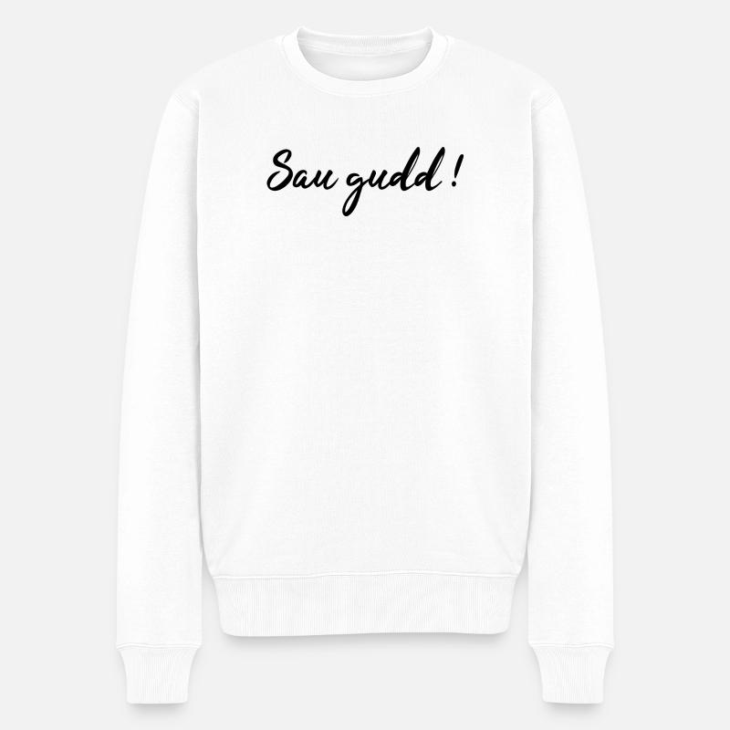 Saarländisch Dialekt Shirt Saar Saarland Geschenk - Männer Premium Bio Pullover - Weiß