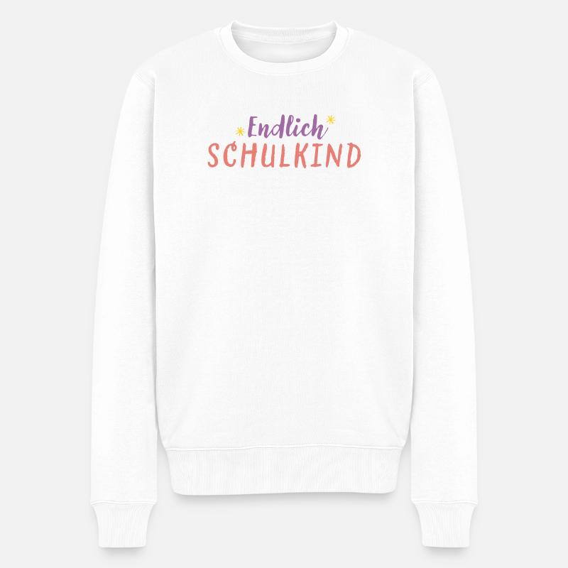 Endlich Schulkind - Männer Premium Bio Pullover - Weiß