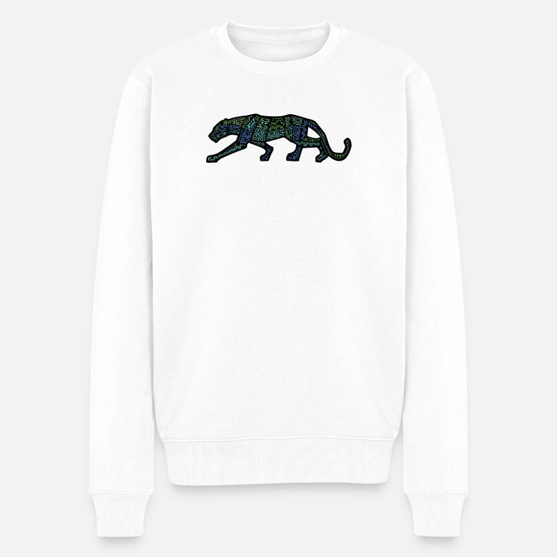 Panther Inca Design - Männer Premium Bio Pullover - Weiß