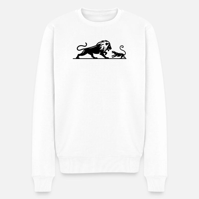 löwe 3 - Männer Premium Bio Pullover - Weiß