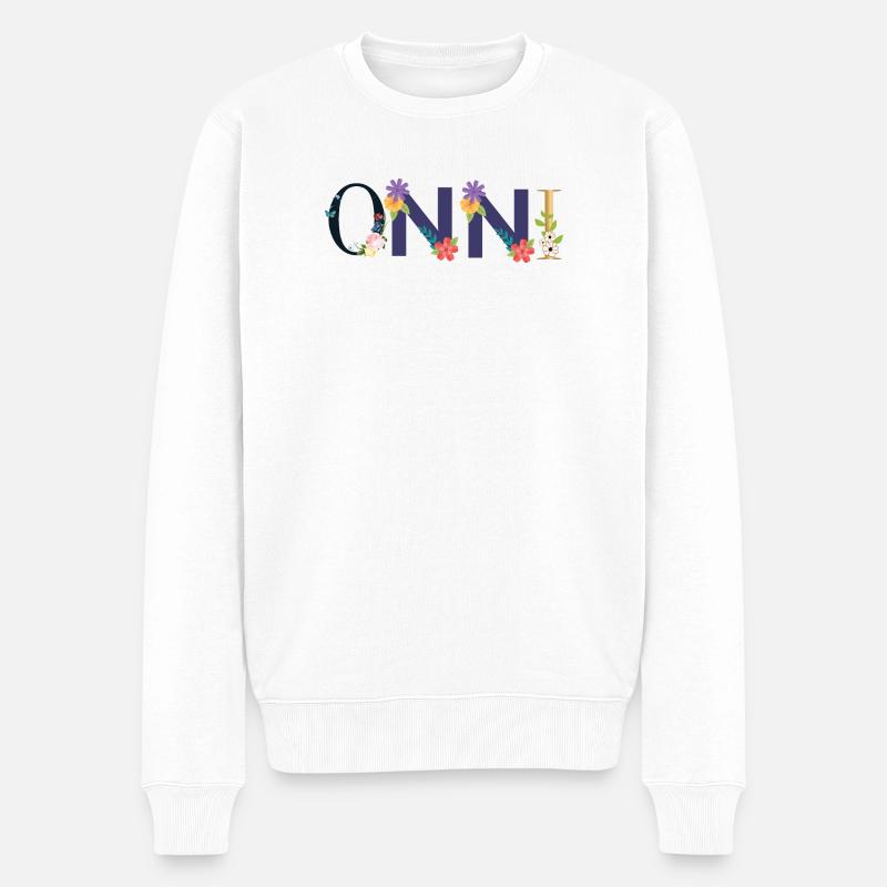 ONNI Name mit Blumen geschmückt - Männer Premium Bio Pullover - Weiß