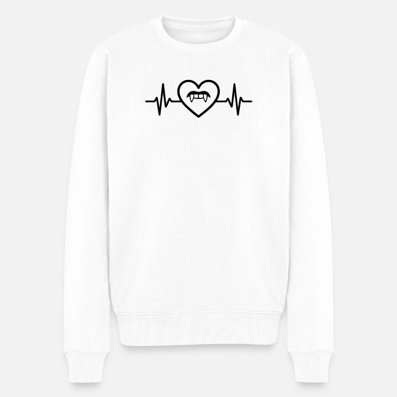 Vampire Dents Halloween Coeur - Pull Premium bio Homme - blanc