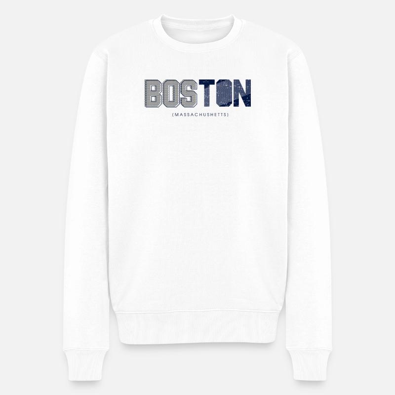 Boston Skyline Silhouette Design - Männer Premium Bio Pullover - Weiß