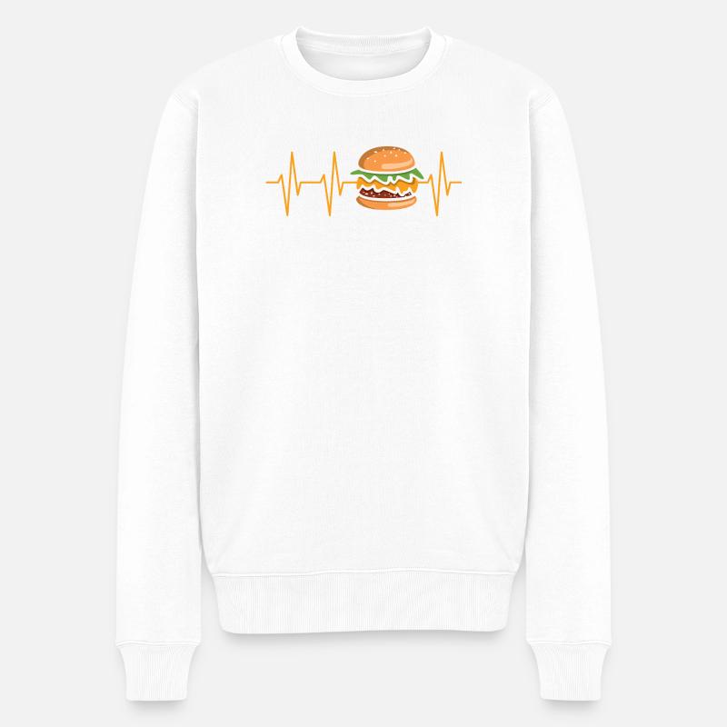 Burger Herzschlag Comic - Männer Premium Bio Pullover - Weiß