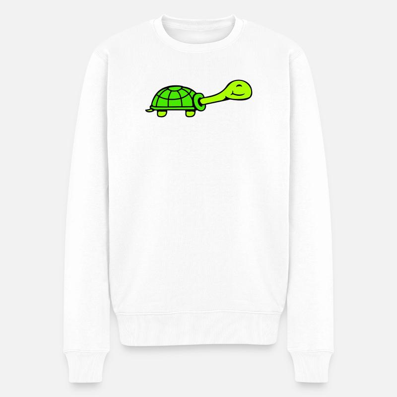 tortue mignonne souriante heureuse drôle - Pull Premium bio Homme - blanc