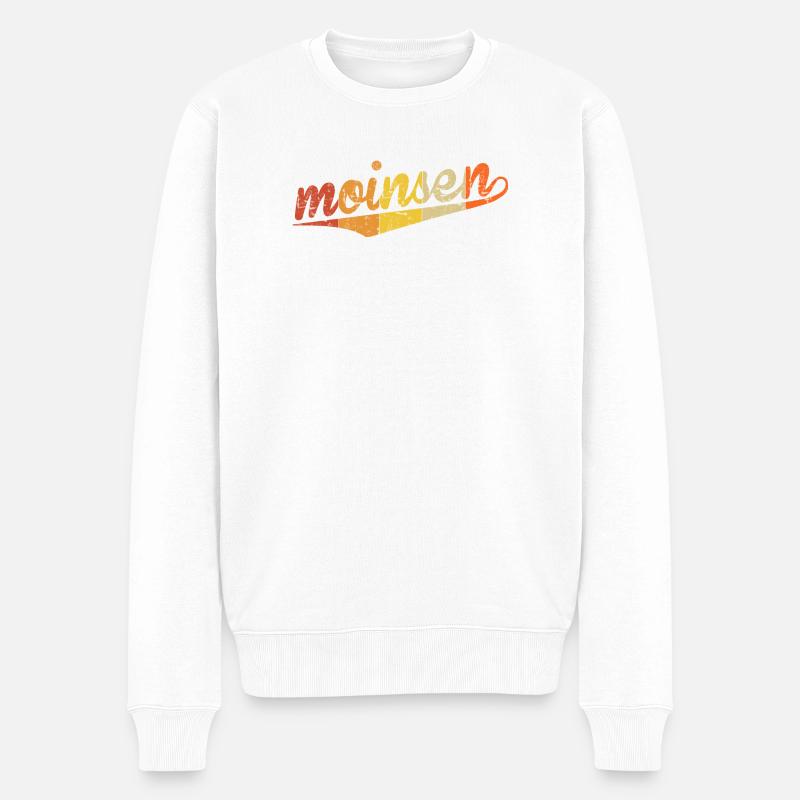 Buntes Moinsen-Zitat Moin Hamburg Moin Hansestadt - Pull Premium bio Homme - blanc