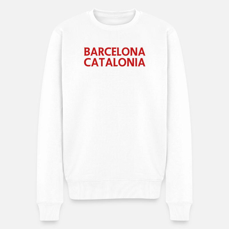 Barcelona – Katalonien Lyrisches Design - Männer Premium Bio Pullover - Weiß