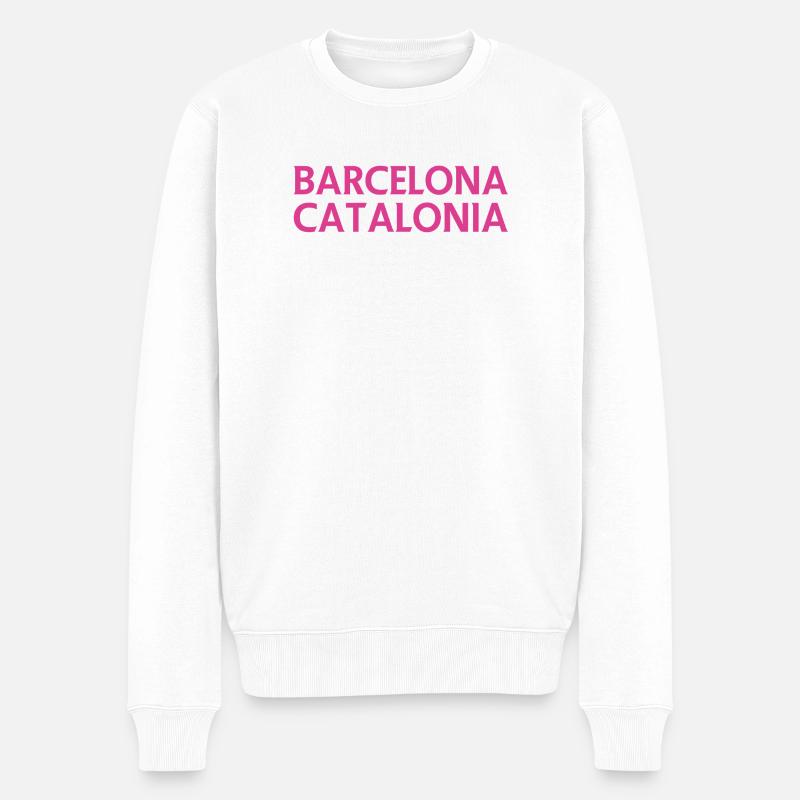 Barcelona – Katalonien Lyrisches Design - Männer Premium Bio Pullover - Weiß