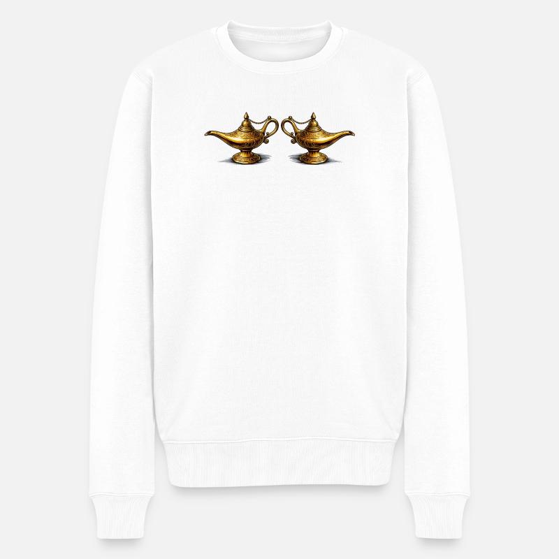 Goldene Öllampen  - Männer Premium Bio Pullover - Weiß