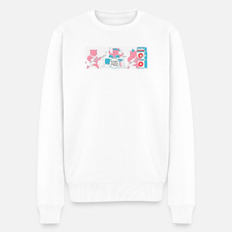 Rawk Pigs Drum Band - Männer Premium Bio Pullover - Weiß