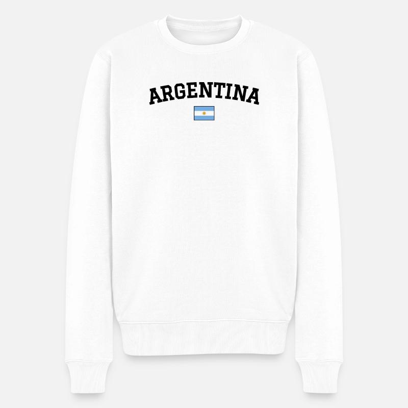 Argentinien Flagge Design Schwarz - Männer Premium Bio Pullover - Weiß