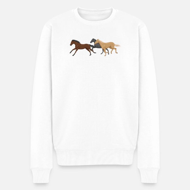 Three Horses - Pull Premium bio Homme - blanc