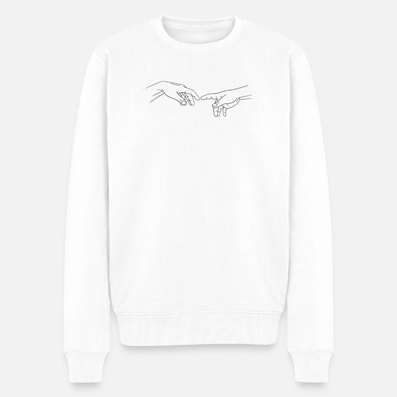 Hand of God Hand Gottes Hände Finger Michelangelo - Männer Premium Bio Pullover - Weiß