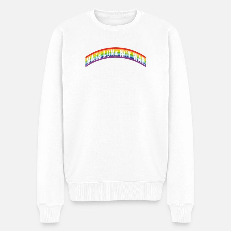 make love not war | rainbow flag - Männer Premium Bio Pullover - Weiß