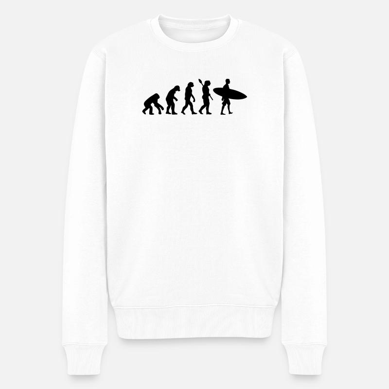 Surfeur Drôle Évolution Humaine - Pull Premium bio Homme - blanc
