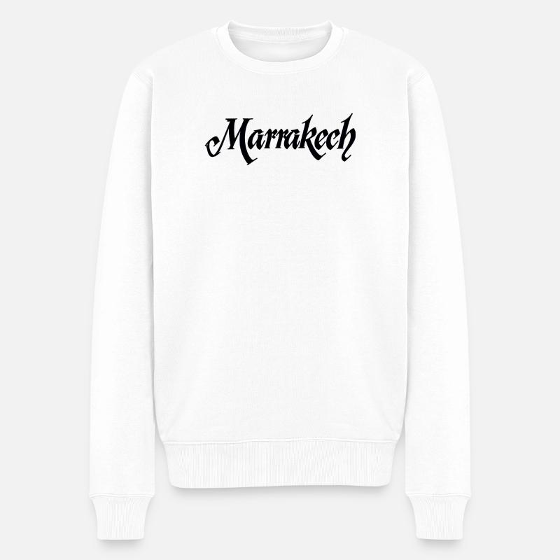 Marrakech Rote Stadtmauer Muster - Männer Premium Bio Pullover - Weiß