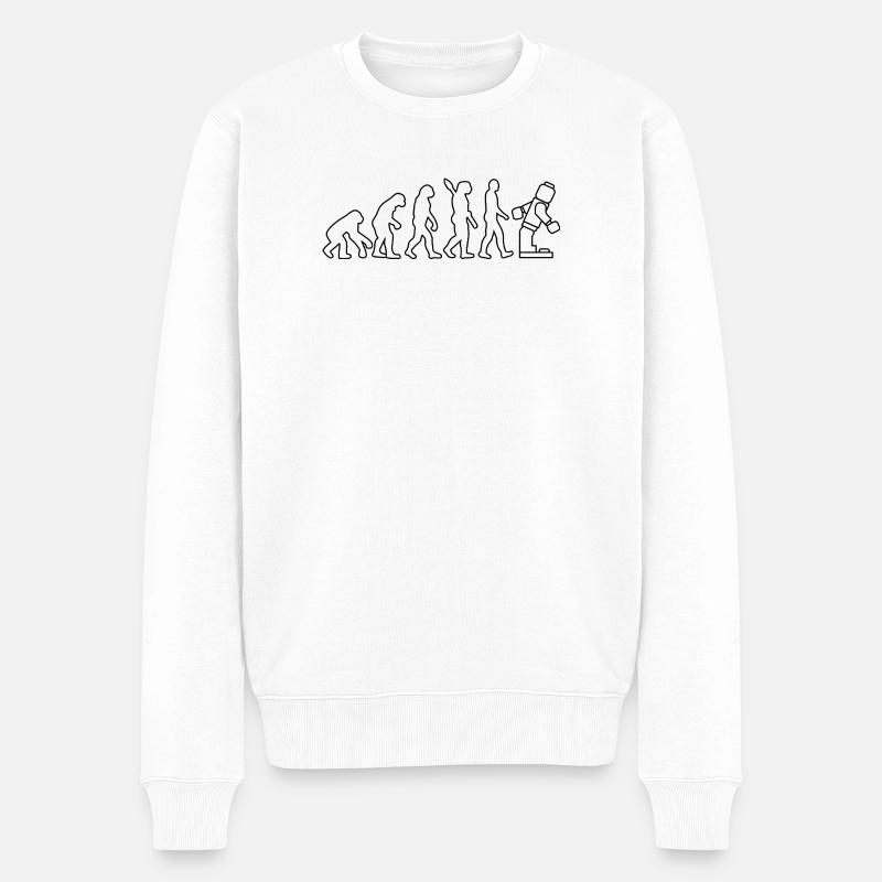 Klemmbaustein Evolution Menschheit Noppenbaustein - Männer Premium Bio Pullover - Weiß