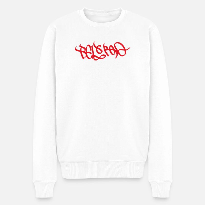 Belgrad Street Art Souvenir - Männer Premium Bio Pullover - Weiß