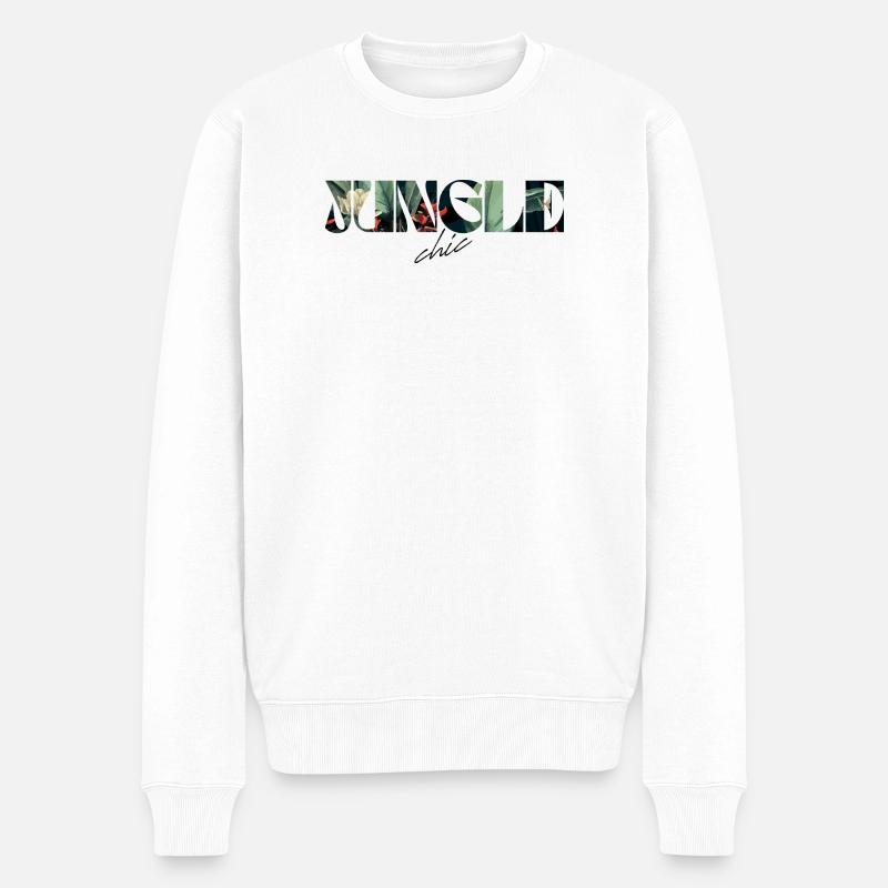 Jungle chic Tropical Lettrage - Pull Premium bio Homme - blanc