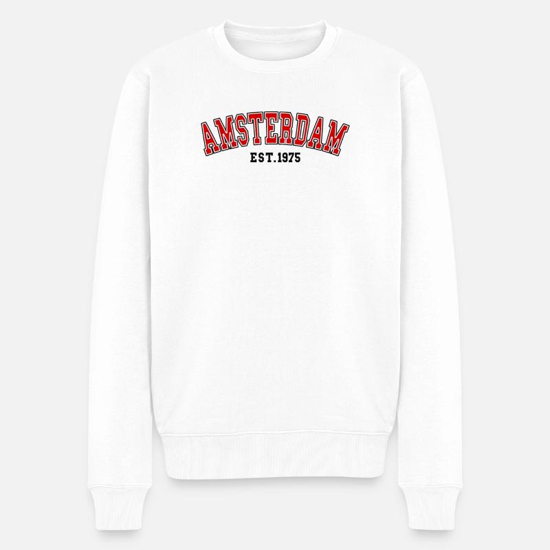 Amsterdam Est.1975 - Männer Premium Bio Pullover - Weiß