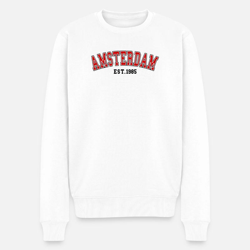 Amsterdam Est.1985 - Männer Premium Bio Pullover - Weiß