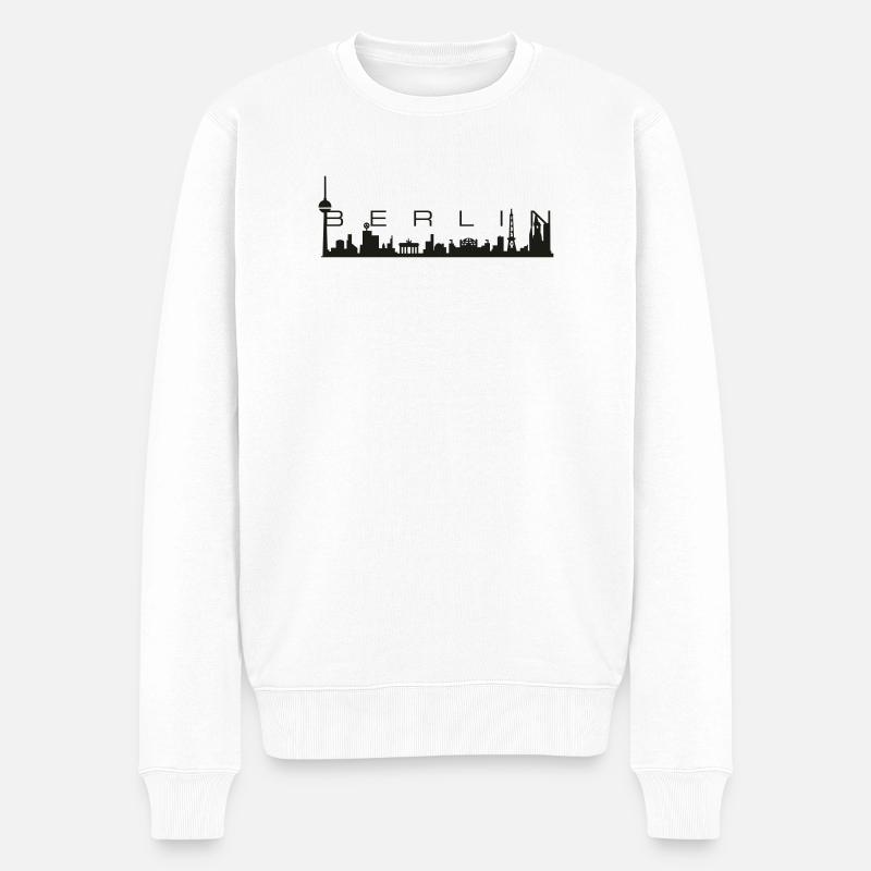 Berlin Skyline - Männer Premium Bio Pullover - Weiß