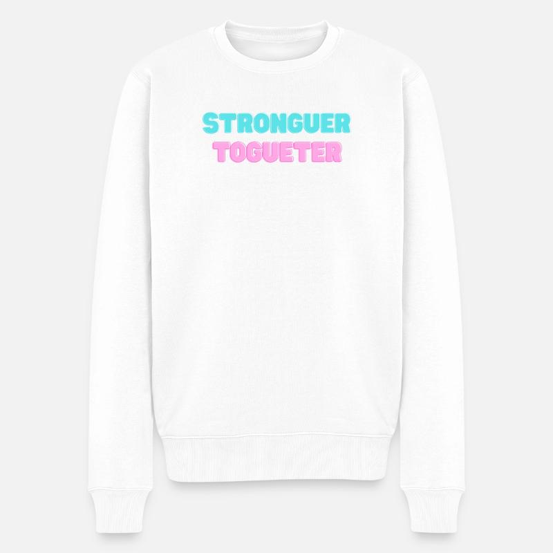 STRONGER_TOGUETER - Männer Premium Bio Pullover - Weiß