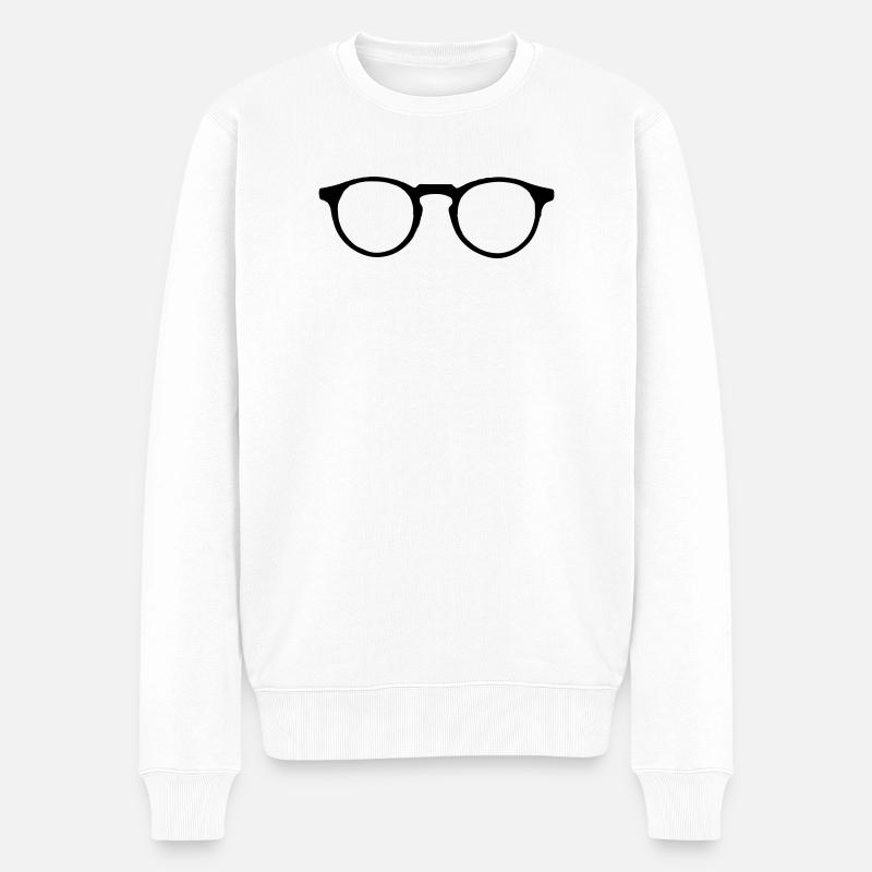 Brille - Männer Premium Bio Pullover - Weiß