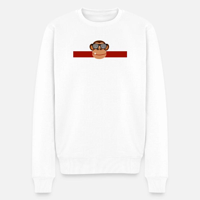 BRILL - AFFE - Männer Premium Bio Pullover - Weiß