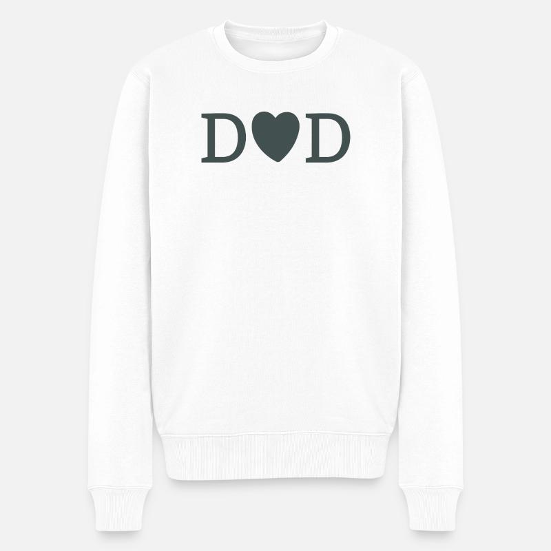 Monogramme DAD Heart D - Pull Premium bio Homme - blanc