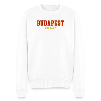 Budapest City Pride Varsity - Men's Premium Organic Jumper - white - Front - Thijin (182cm)