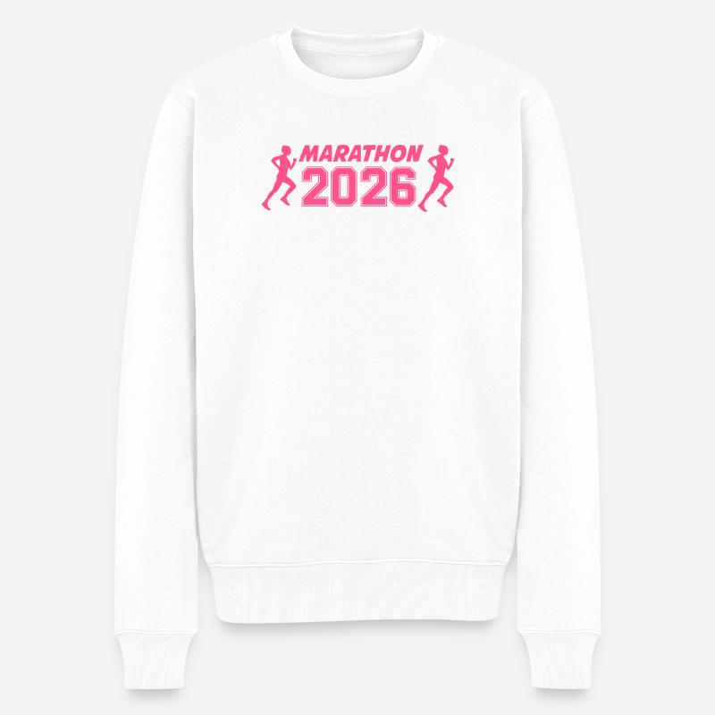 Marathon 2026 - Männer Premium Bio Pullover - Weiß