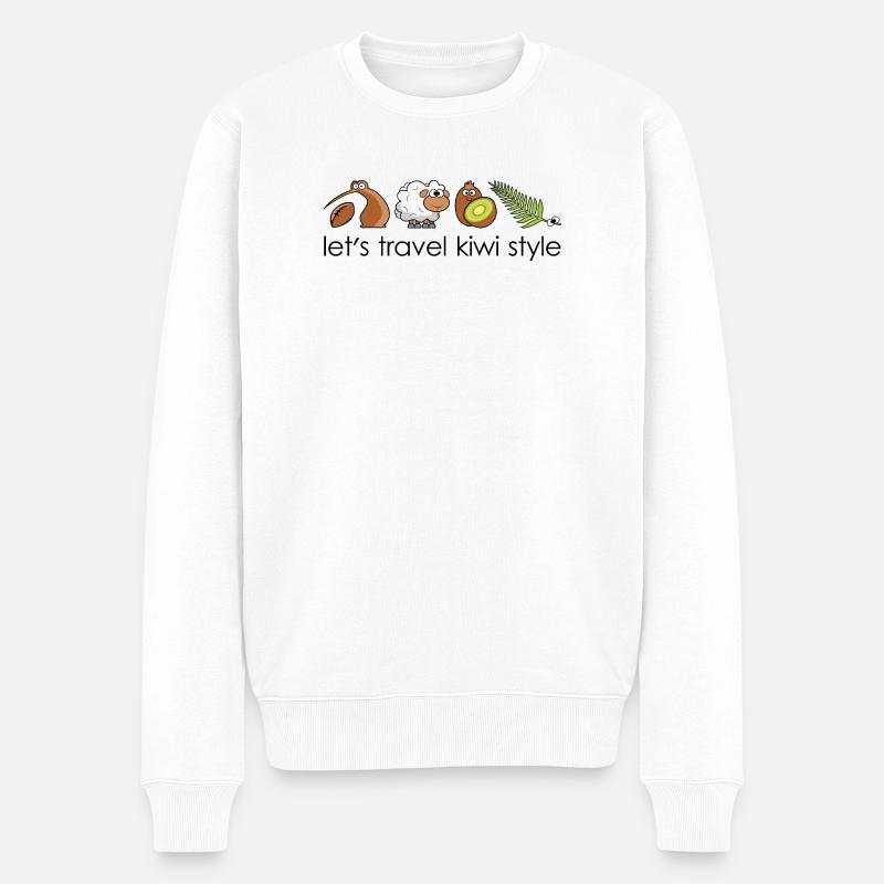 Dessins animés d'icônes de Nouvelle-Zélande - Pull Premium bio Homme - blanc