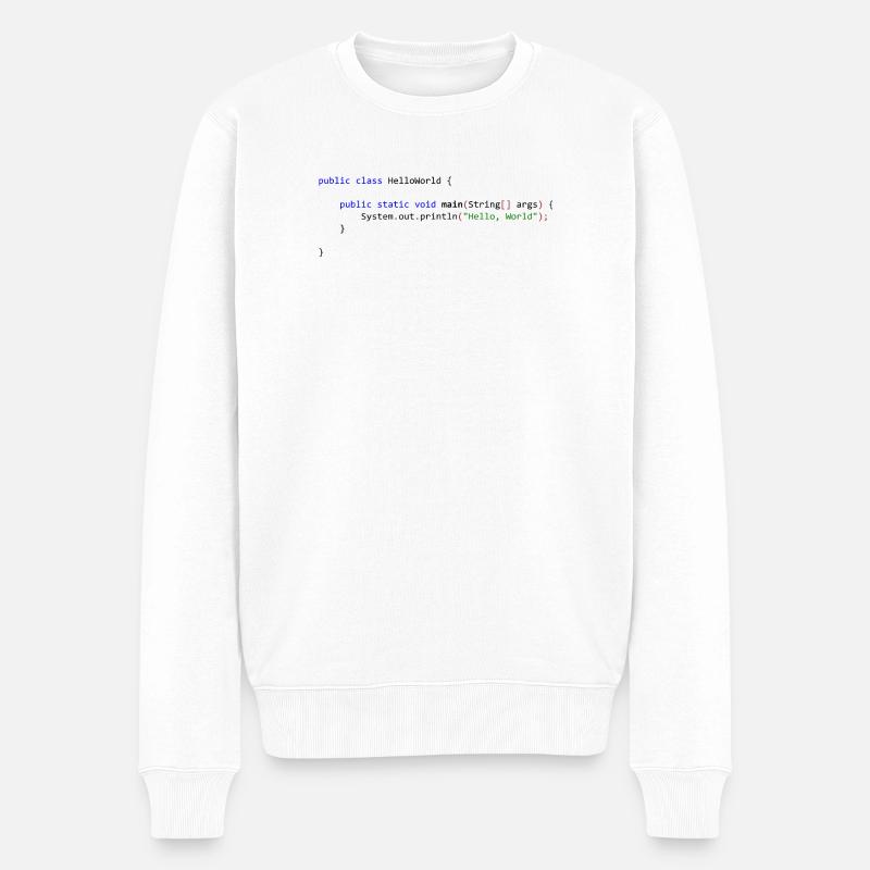 Hello World in Java - Männer Premium Bio Pullover - Weiß