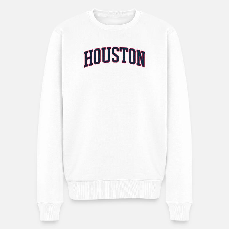 Houston Varsity Bogen Schriftzug - Männer Premium Bio Pullover - Weiß