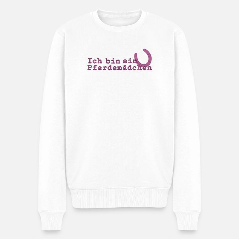 Ich bin ein Pferdemädchen - Männer Premium Bio Pullover - Weiß